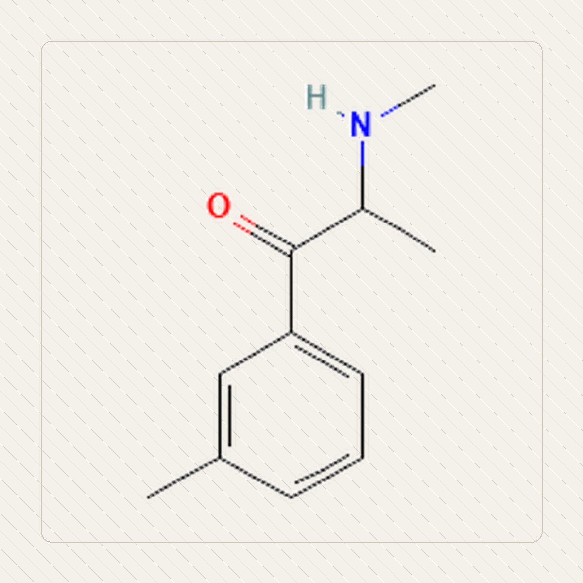 3-MMC 3-metylometkatynon, Lehrillustration der Molekülstruktur
