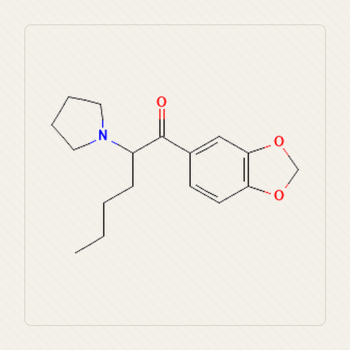 MDPHP 3,4-MDPHP, Lehrillustration der Molekülstruktur